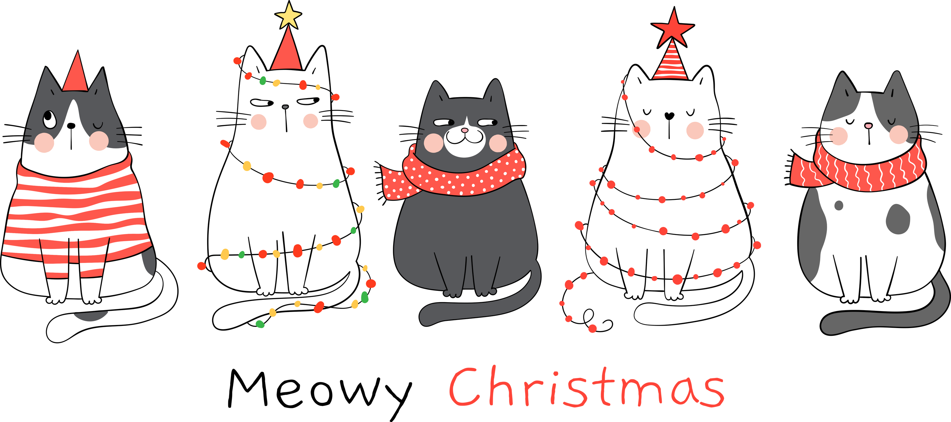 DTF Transfer Meowy Christmas Festive, Cat, Christmas 11