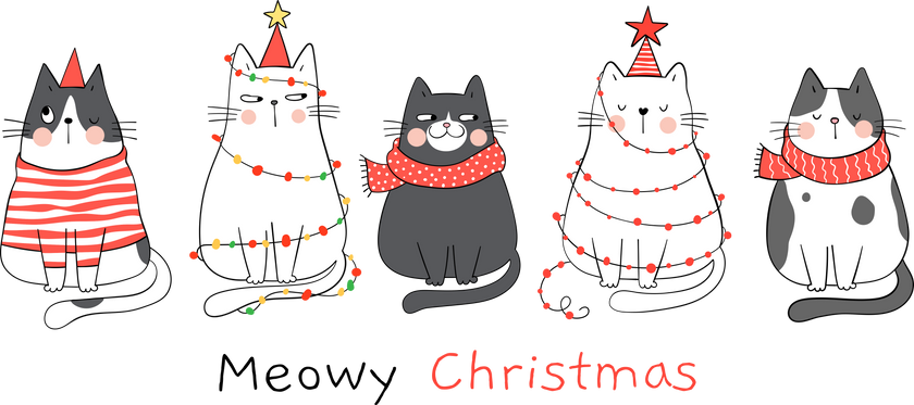 DTF Transfer Meowy Christmas Festive, Cat, Christmas 11
