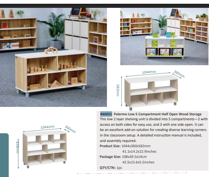 Beleduc - PALERMO LOW 5 COMPARTMENT HALF OPEN WOOD STORAGE