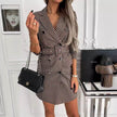 Fashion Printing Plaid mini  Blazer Dress Women