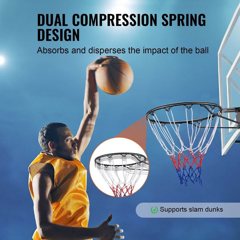 Wall Mounted Basketball Hoop – Heavy Duty Q235 Flex Rim with Net