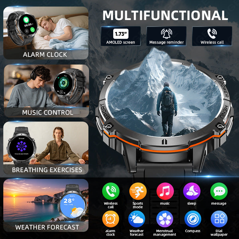 X3 Pro AMOLED Men's Smartwatch – Bluetooth Calling, 100+ Sports Modes, 900mAh Battery, Compass & Barometer