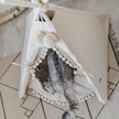 Boho Canvas Pet Teepee Tent Bed – Cat & Dog Tipi House | S, M, L