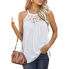 Women's Sleeveless Lace Cotton Top – Loose Fit Halter Neck Summer Blouse in 7 Colours