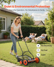 Manual Push Reel Lawn Mower 5-Blade Adjustable Height Grass Catcher 4 Wheels