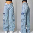 Women's High-Waist Straight Leg Workwear Denim Jeans – Streetwear Style