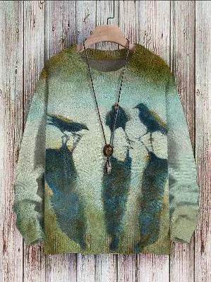 Men's Waffle Crew Neck Sweatshirt Pullover top Unisex