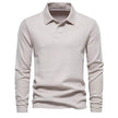 Fashion Plain Lapel Long-sleeved Polo Shirt Men's Casual Autumn Polo sweatshirt