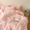 Embroidered Wide Edge Floral Washed Cotton Four-piece Duvet Cover Bedding Set