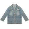 Loose Denim Jacket Polo Collar Single-Breasted Design