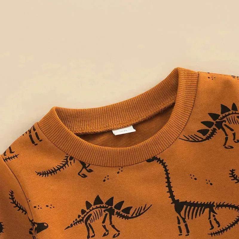 Infant Toddler Bone Dragon Floral Print Long Sleeve Pullover Trousers Two-piece Set In Stock Wholesale
