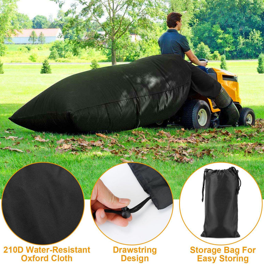 Lawn Tractor Leaf Bag For Riding Lawn Mower Reusable Big Capacity Mower Leaf Bag Black Grass Catcher Bag