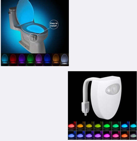 Motion-Sensor Toilet Night Light – 8 & 16 Colour LED, Battery Powered