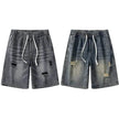 American Washed Make Old Ripped Denim Shorts Men Street Hip pop Fashion mens jean shorts