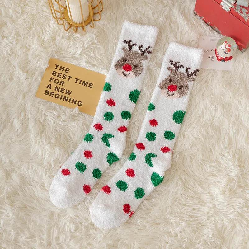 Coral Fleece Stockings Cartoon Thermal Christmas Room Socks