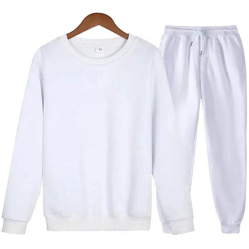 Autumn Winter  street fashion Plain Crew neck Sweatsuit for men