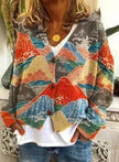 Christmas Abstract Printing Casual Cloak Coat Cardigan Sweater