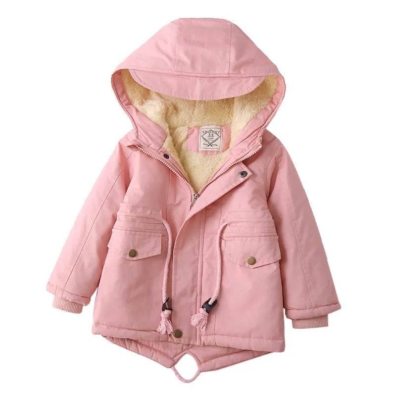 Children Cashmere Hoodie Windproof Winter jacket kids