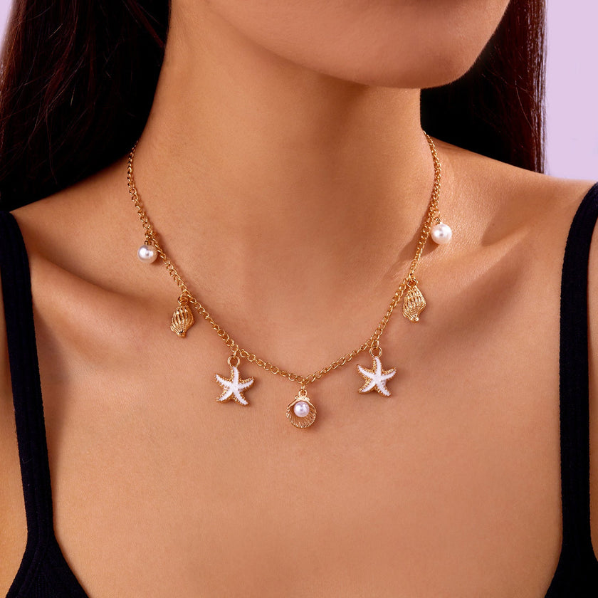 Starfish Conch Shell Turtle Pendant Necklace for Women – Ocean Beach Jewelry | Canada & USA