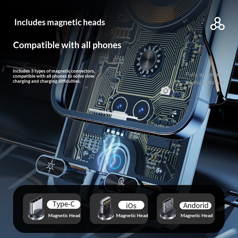 Transparent Car Phone Holder with Smart Sensing & 15W Wireless Charging