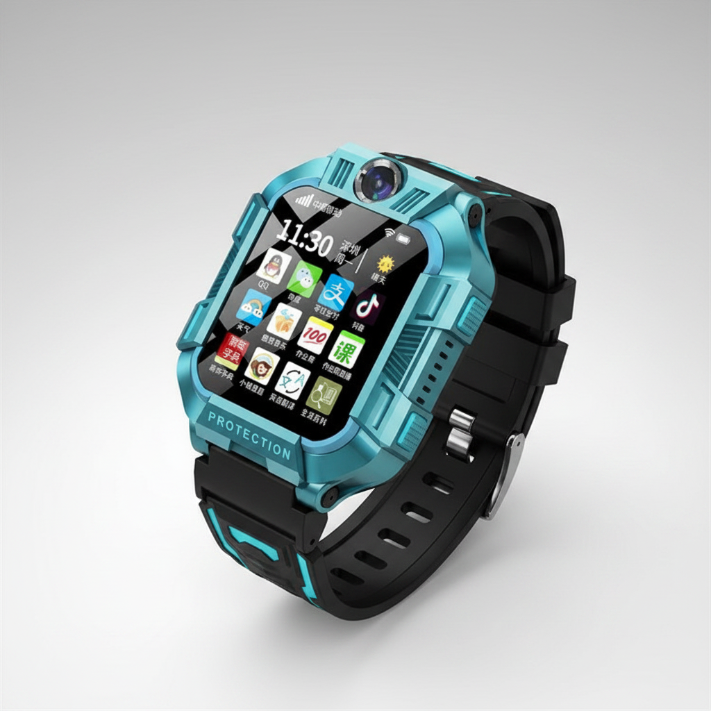 A63 Kids 4G Smart Watch – GPS, Waterproof, Camera, Green & Purple
