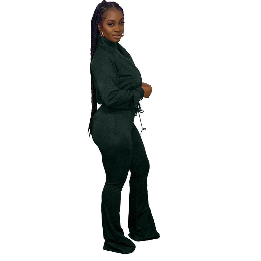 Women 2pcs Long sleeve Wide leg Pant set