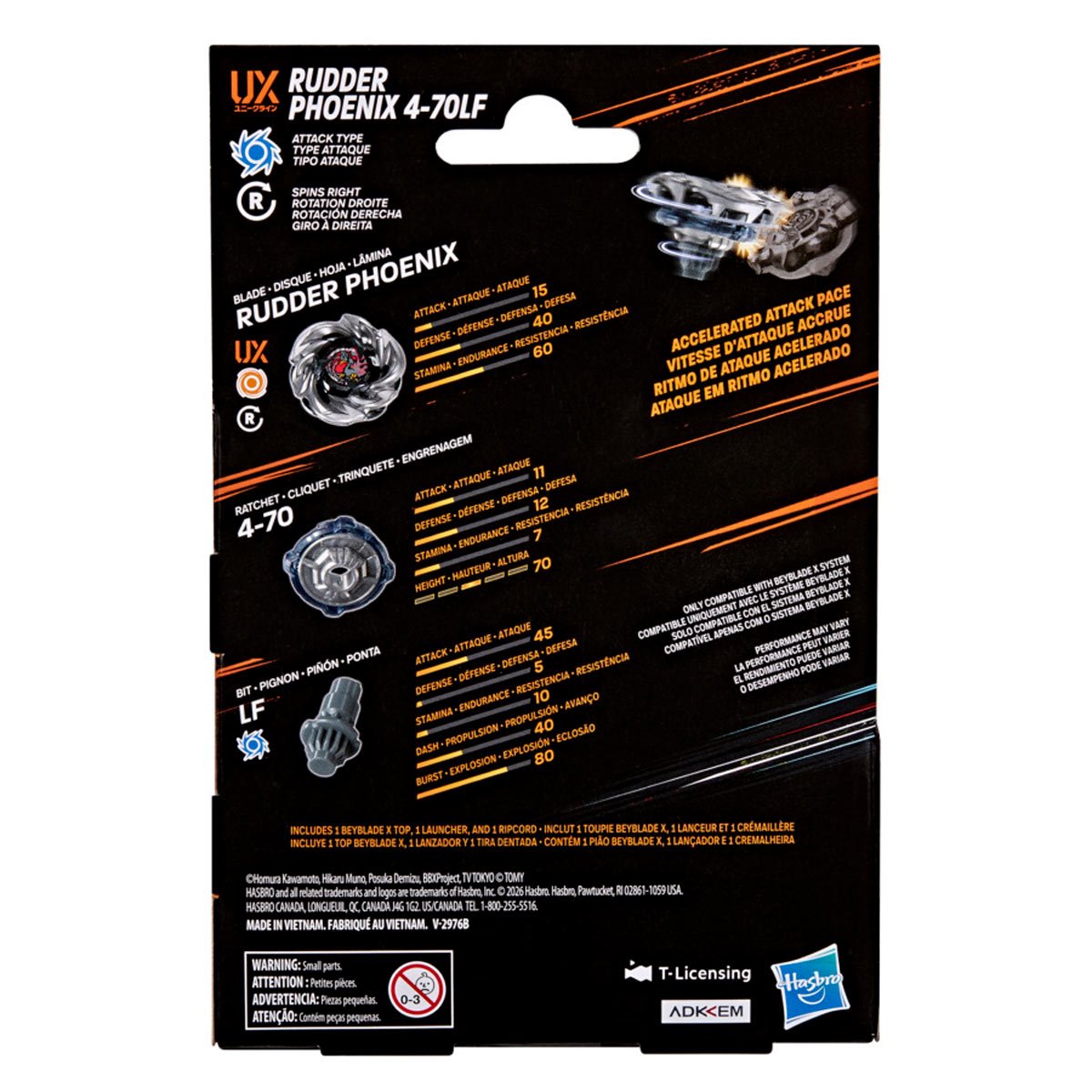 (Hasbro) Beyblade X - Rudder Phoenix 4-70LF UX Starter Pack