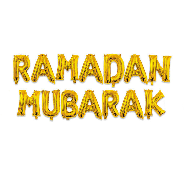 Eid Mubarak Foil Balloon Set – Silver Gold Rose Gold Letter & Crescent Balloons