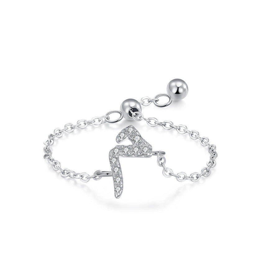 S925 Sterling Silver Niche Style Arabic Letters Pull-out Chain All-match Stackable