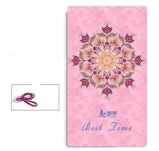 Non-Slip Yoga Mat – TPE & Suede, Beginner & Advanced (Pink / Midsummer Set)