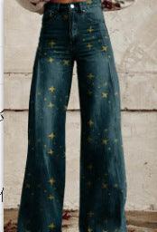 3D Novelty Print Wide Leg Jeans – Loose Fit Graphic Denim Pants