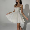 White Silver Spray Skirt Wedding Dress Dinner Suit