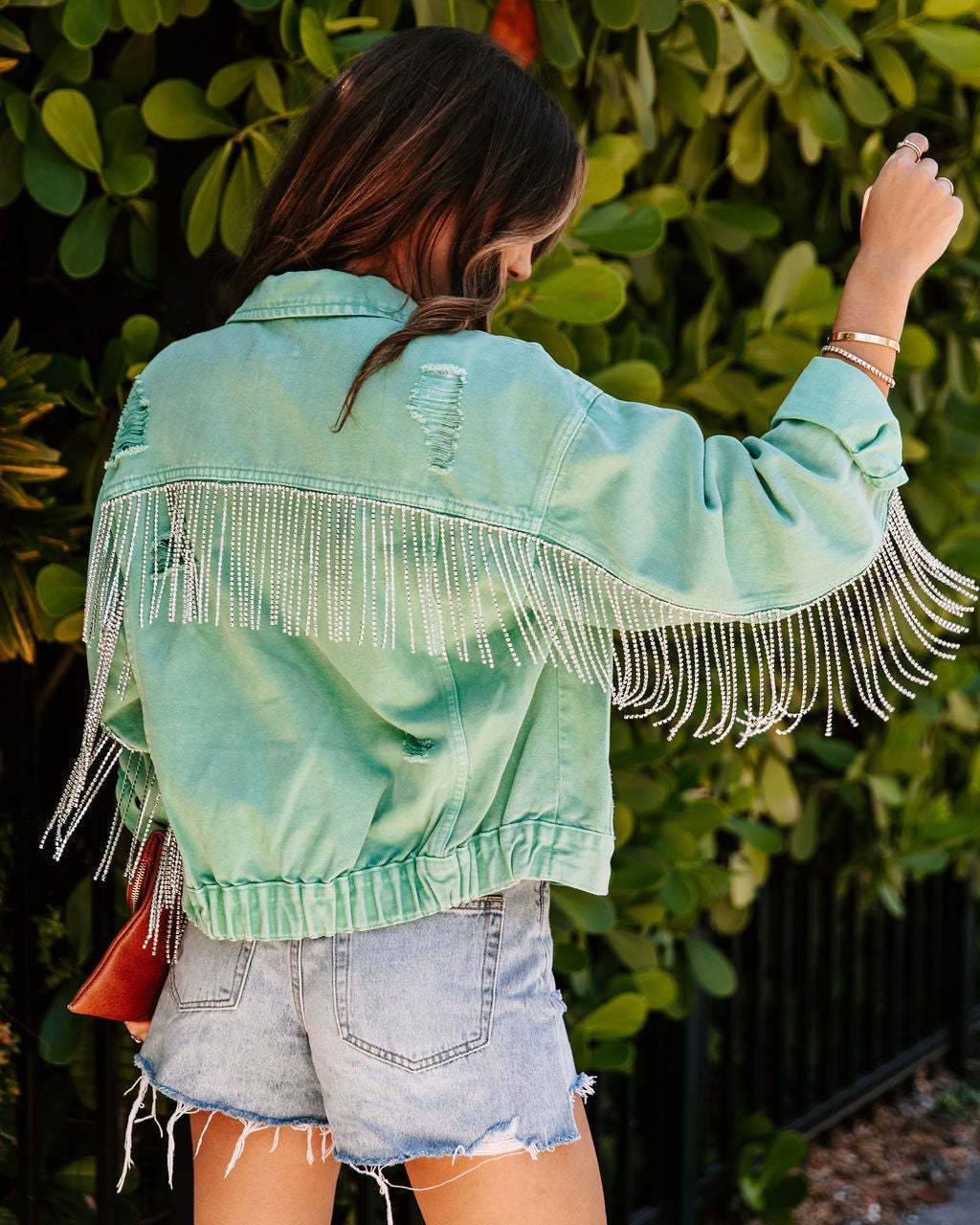 Denim Jacket Women – Light Green Cotton Long Sleeve Jacket