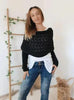 Autumn And Winter Warm Knitted Shawl top Women's Hollowed-out Double Sleeve