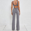 Hollow Back Workout Jumpsuit Sports Athleisure Yoga Wide Leg Jumpsuit