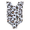 Girls Leopard Print One-Piece Swimsuit – Sleeveless Nylon Swimwear for Kids (80–120cm)