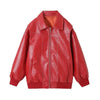 Oversized Fashion Zip-up Lapel Leather Jacket for women
