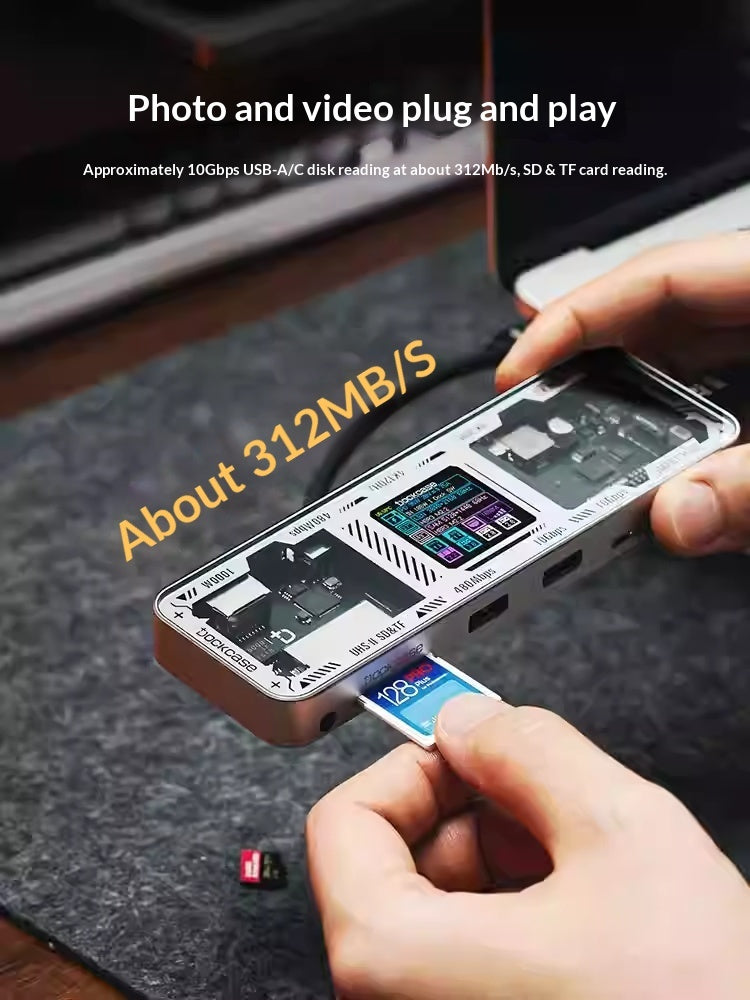 10-in-1 USB-C Docking Station – 8K HDMI, Gigabit Ethernet, 100W PD, SD Card Hub