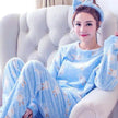 Women Coral Velvet Fleece Pajamas Fall Winter Loungewear Flannel  Sleepwear