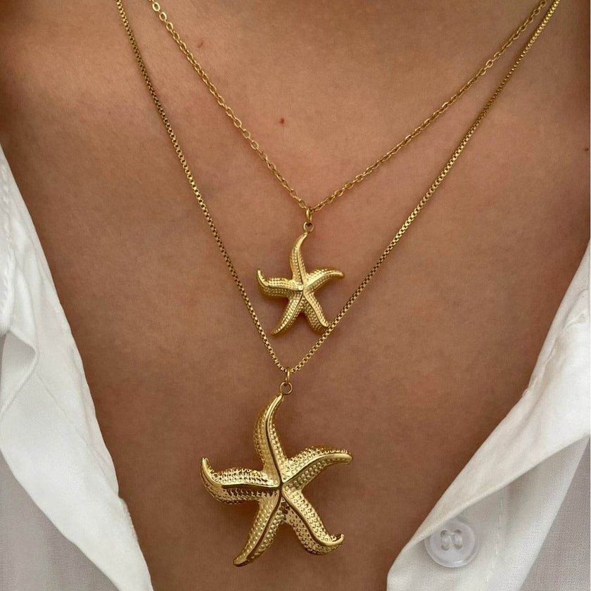 Women's necklace - Stainless Steel Starfish Conch Necklace