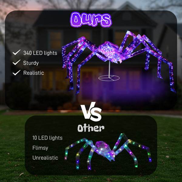 3ft Prism Spider, Illusion, 340 Purple Copper Wire Light, 4.5V 3.6W Halloween Standing Decoration US Specification