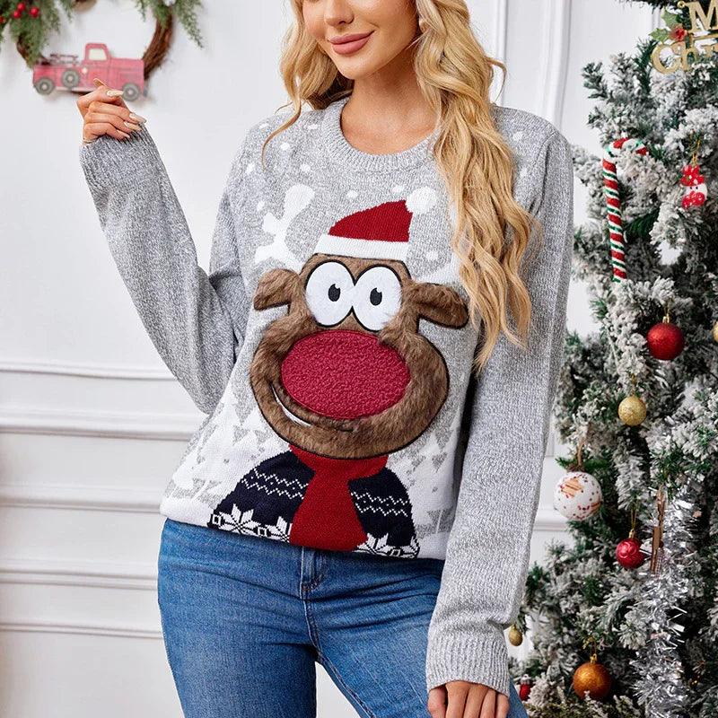 Loose Casual Parent-child Gray Pullover Christmas Sweater
