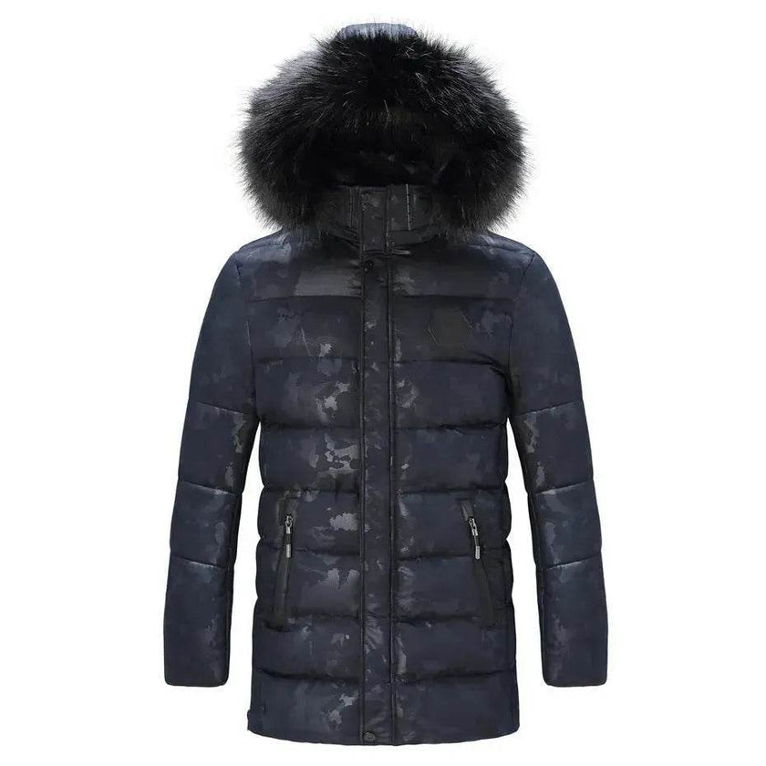Men's Faux Fur collar Cotton padded Thick Long Puffer Winter Jacket