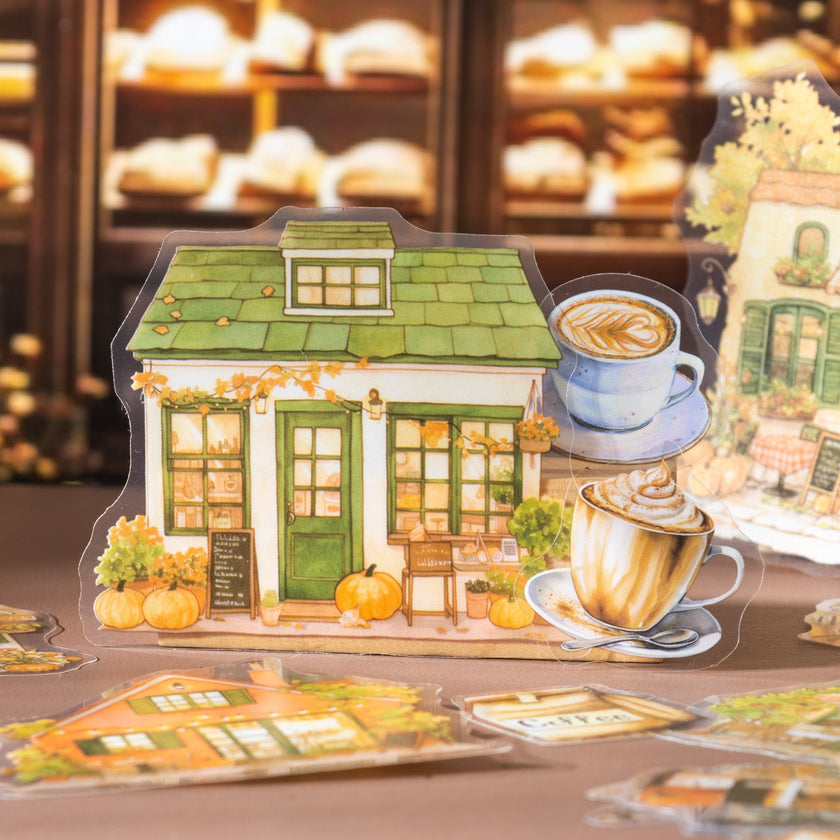 Cafe Series PET Decorative Sticker Pack – Retro Coffee Shop Journal & Scrapbook Stickers (25 pcs)