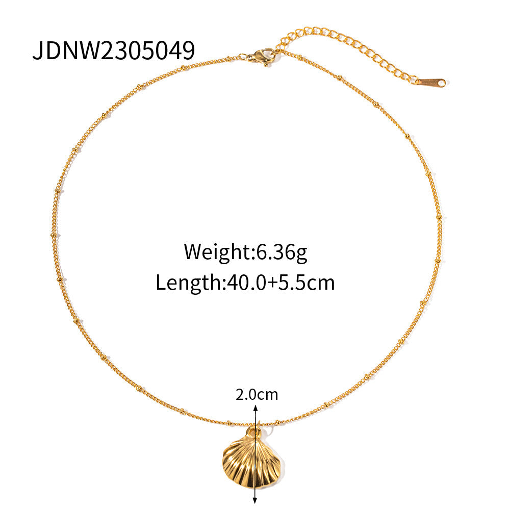 Stainless Steel Shell & Starfish Beach Necklace – Electroplated Clavicle Chain for Women (14 Styles)