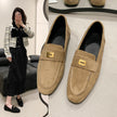 Fashion Women British Loafers Square Toe Gommino