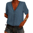 Women Chiffon blouse top  European And American spring summer Embroidered Lace Short-Sleeved Blouse Women