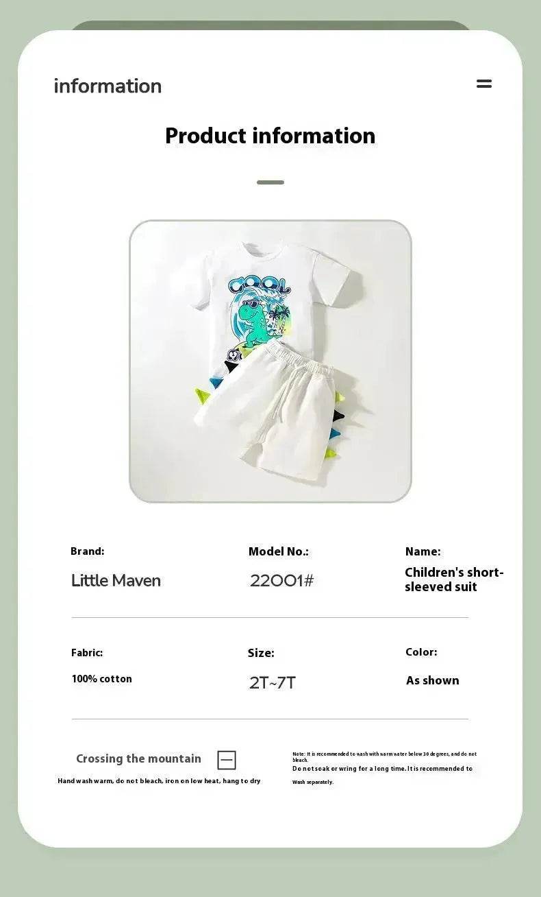 Boys' Short-sleeved Cartoon Cute Short Sleeve Shorts Two-piece  for boys