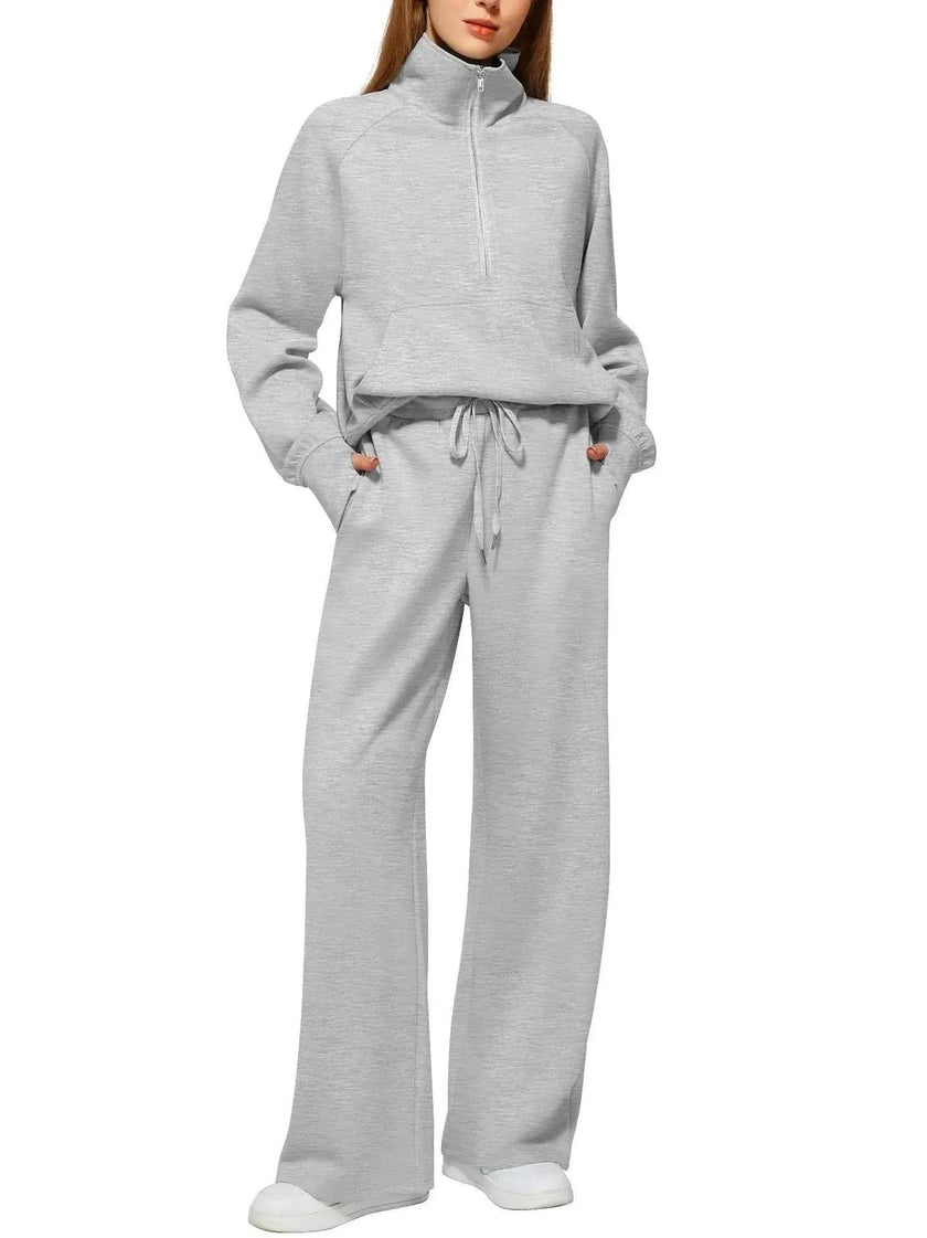 Plain Women Matching Casual Winter Tracksuit set - joggers and hoodie set for women