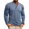 Mens Henley Long Sleeve – Slim Cotton Blend Casual Pullover
